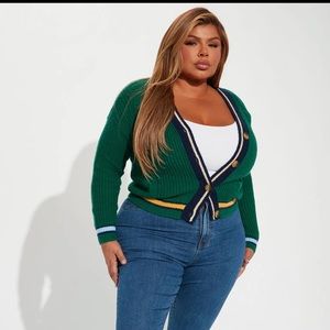 Your Favorite Girl Varsity Cardigan - Hunter